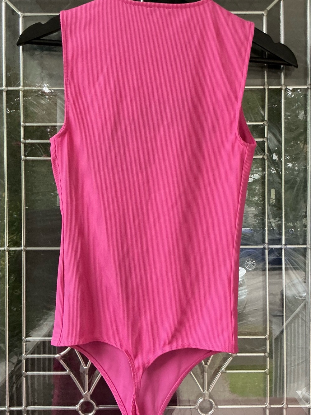 Express Women’s Ribbed Sleeveless One-Piece Bodysuit - Bright Pink